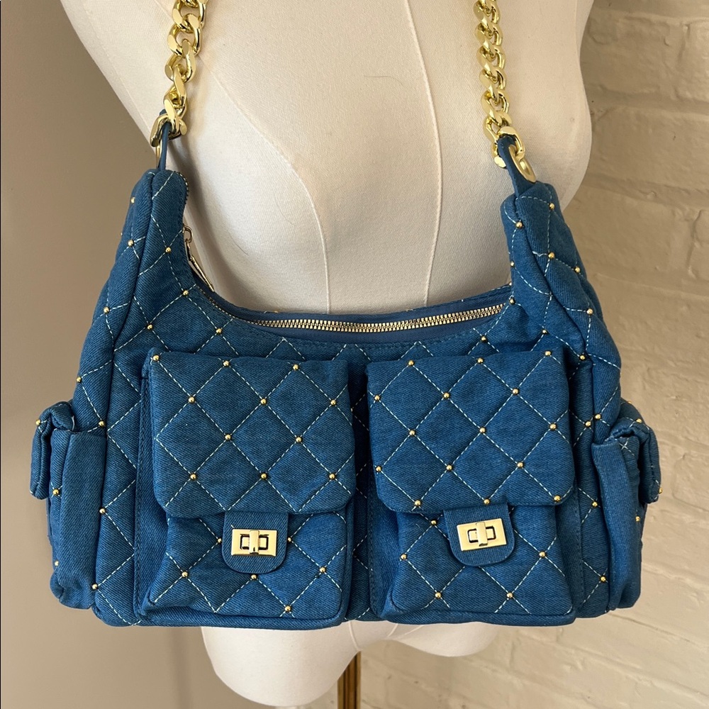 Quilted Denim Shoulder Bag